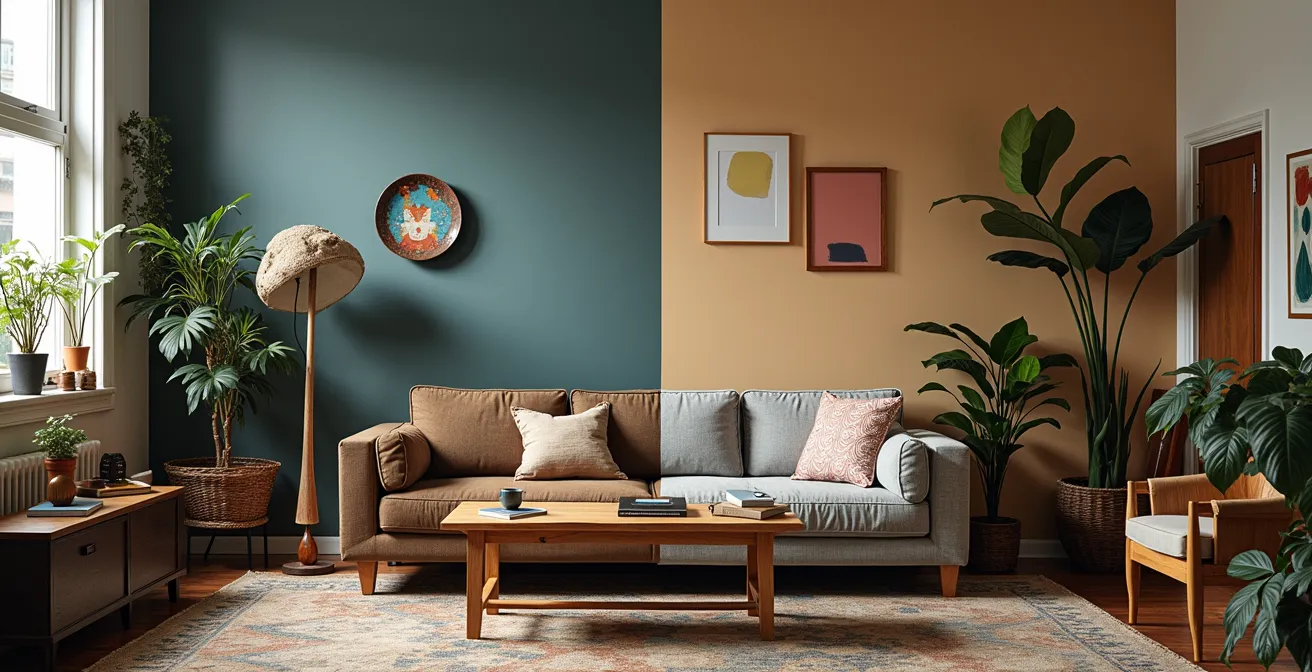 Intérieur surchargé montrant l'erreur d'accumulation versus un espace épuré et harmonieux